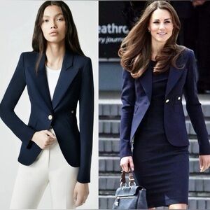 Smythe Duchess Blazer Size 8 Navy Single Breasted Wool Brass Buttons $725